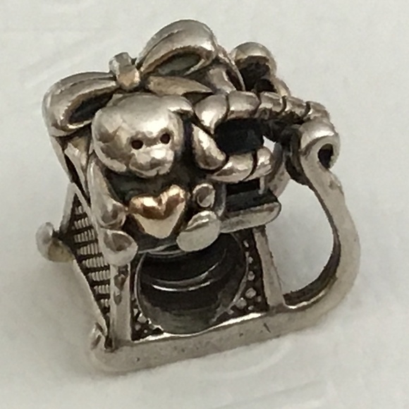 Pandora two tone sleigh charm silver and 14k gold - Picture 1 of 4